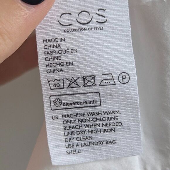 COS | White Crisp Cotton Short Sleeve Blouse Size US 8 - Picture 7 of 7